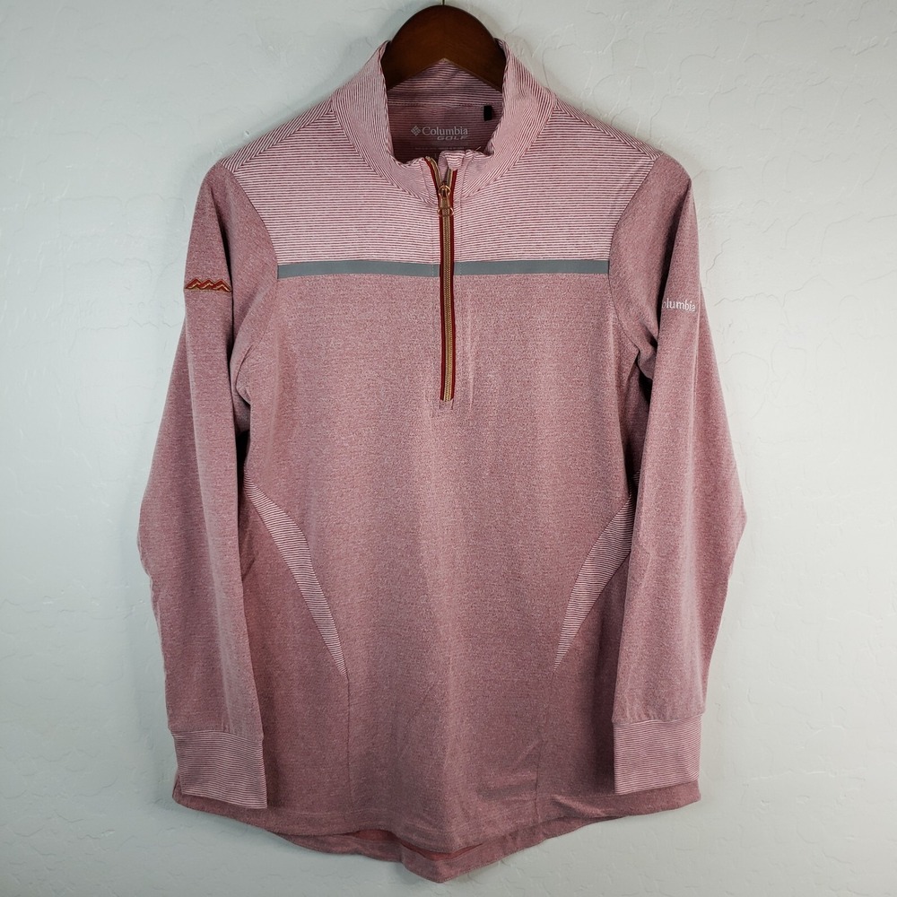 Columbia Golf 1/4 Zip Pullover Lightweight Jacket Women's Large Long Sleeve Red